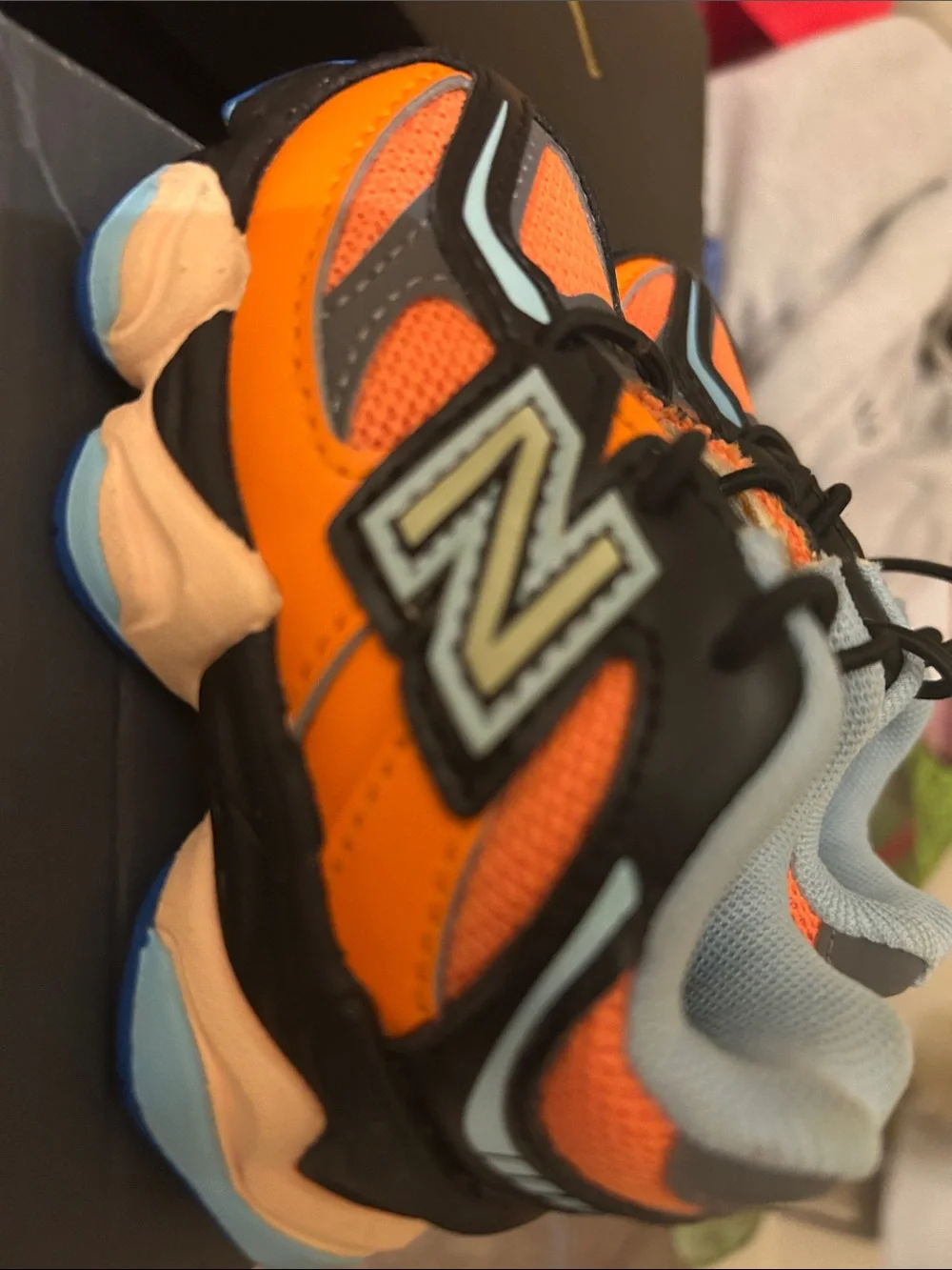 New Balance Kids Orange and Blue Athletic Sneakers